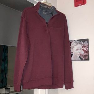 Men’s burgundy zip-up pullover sweater